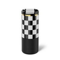 Strova 18oz | Black & White Checkered Mugs | BrüMate